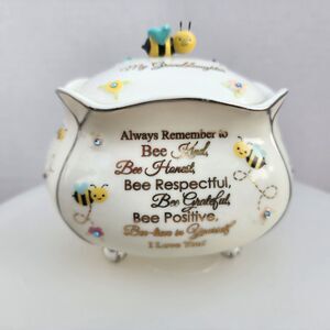 Granddaughter Bee Themed Music Trinket Jar w/ Lid Plays You're my Sunshine